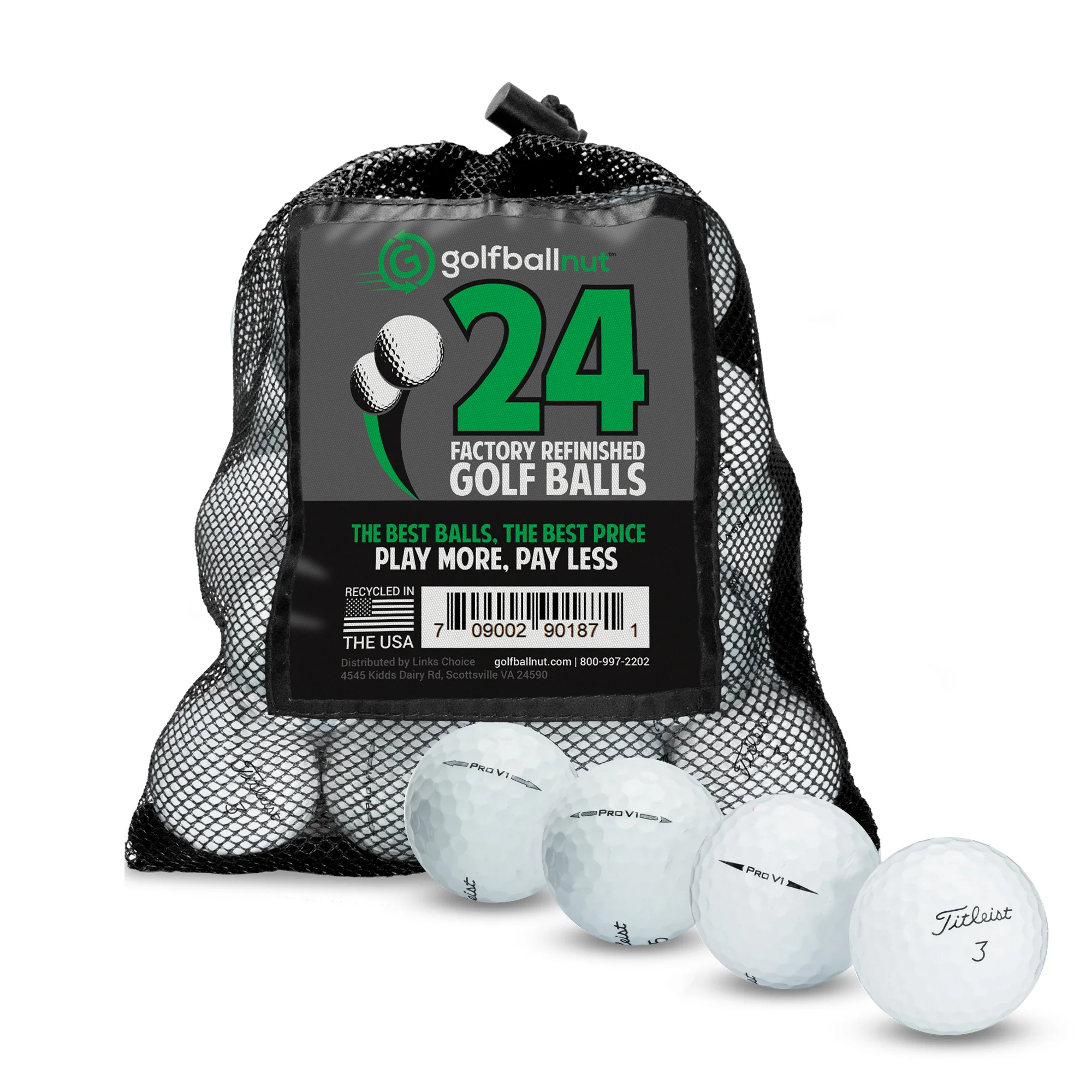 Factory Refinished Titleist Pro V1 Golf Balls - Bulk Mesh Bags - Image 2