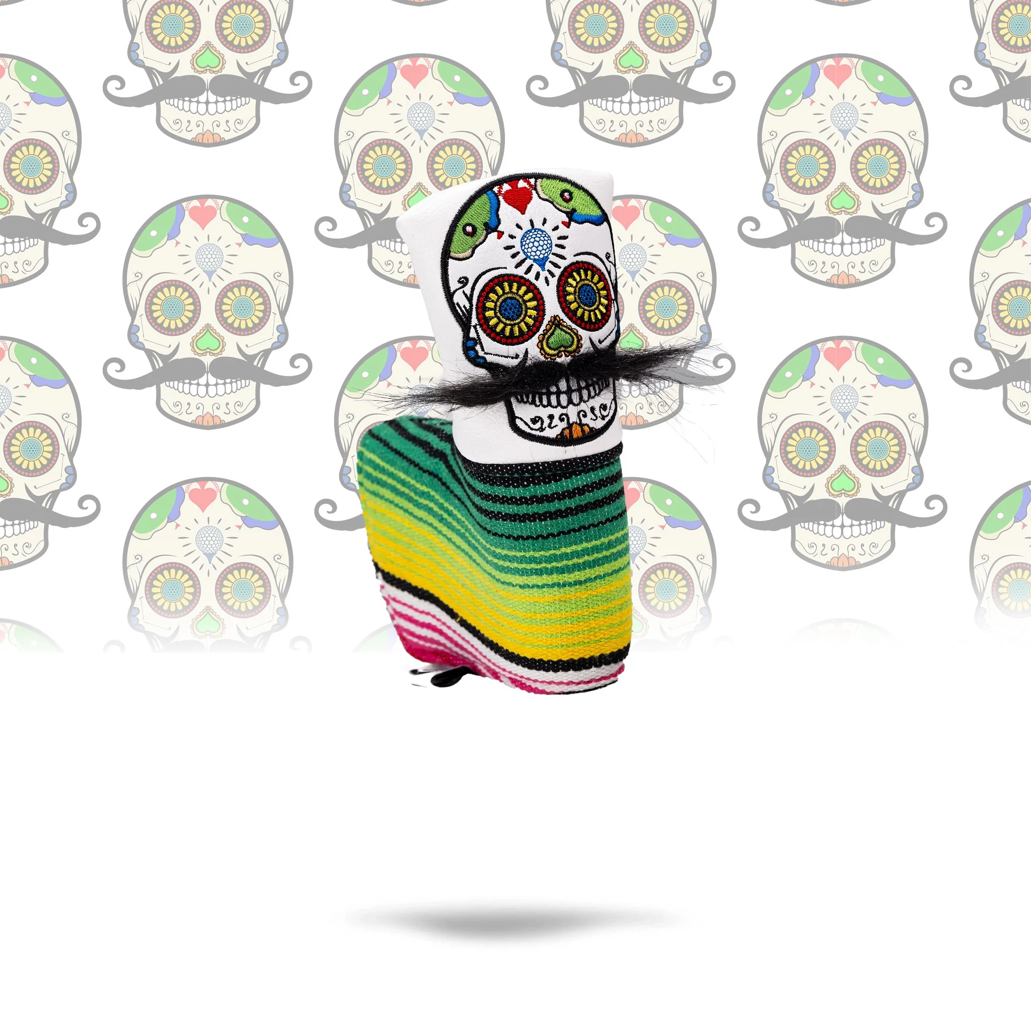 Mustache Sugar Skull - Blade Putter Cover White - Image 4