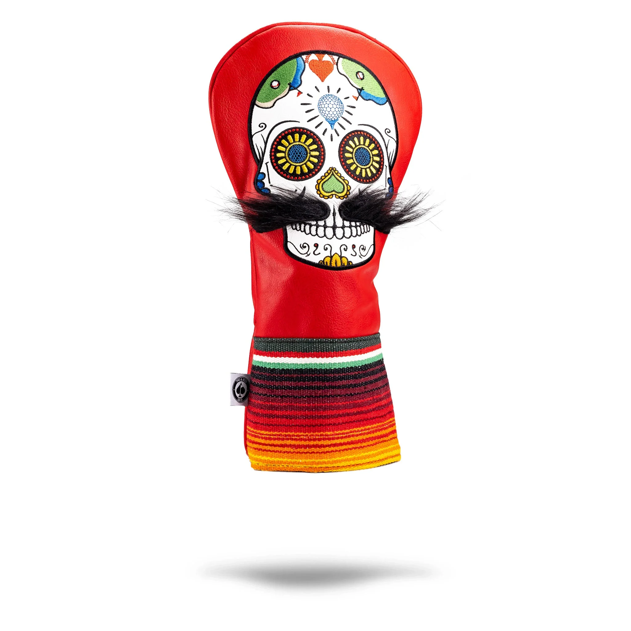 Mustache Sugar Skull - Driver Cover Red - Image 2