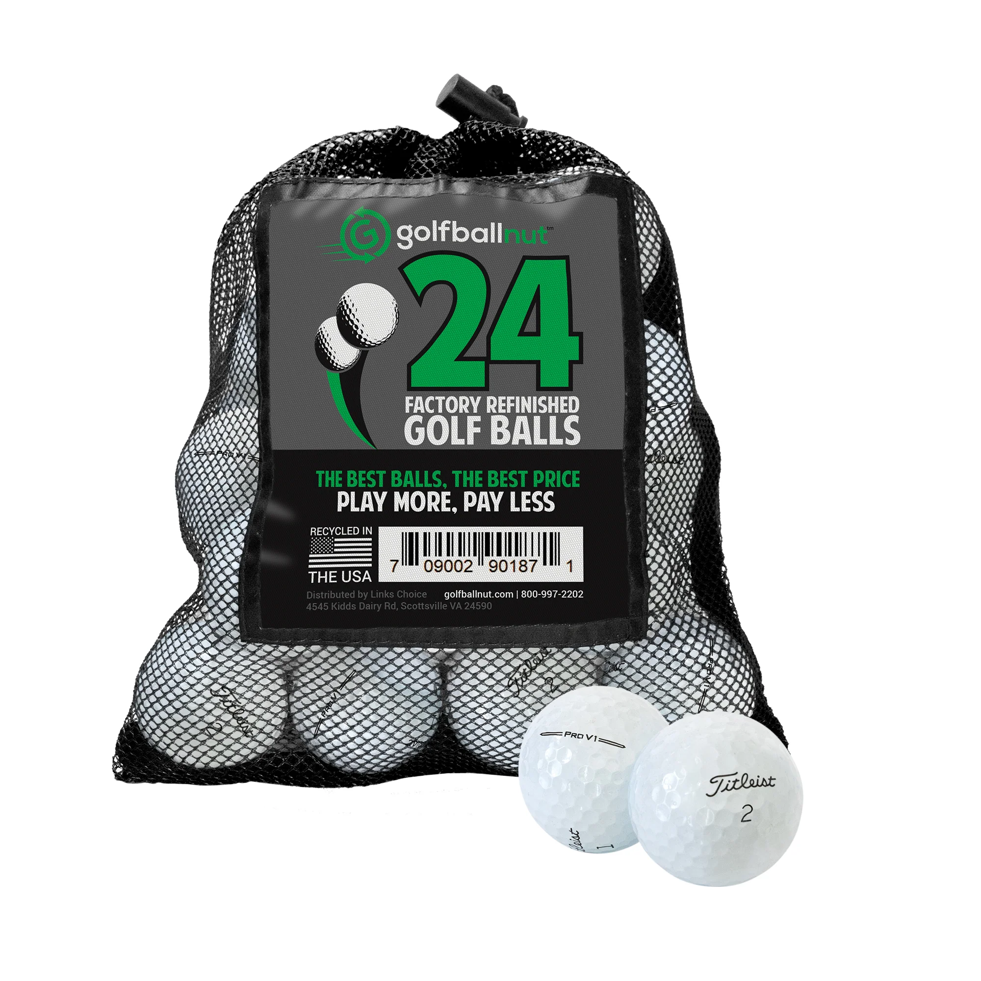 Titleist Pro V1 2022 Factory Refinished MInt Used Golf Balls With Mesh Bag - Image 3